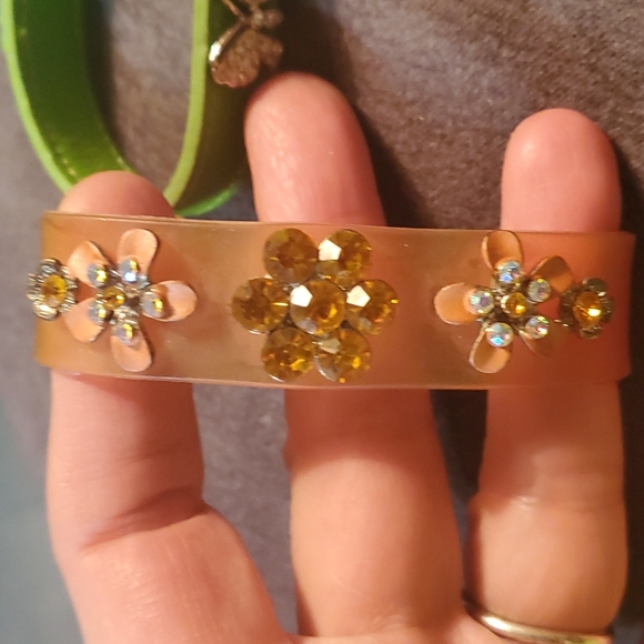 Vintage 90s bracelets! Jelly band crystals and velcro faux leather butterfly - Picture 5 of 6